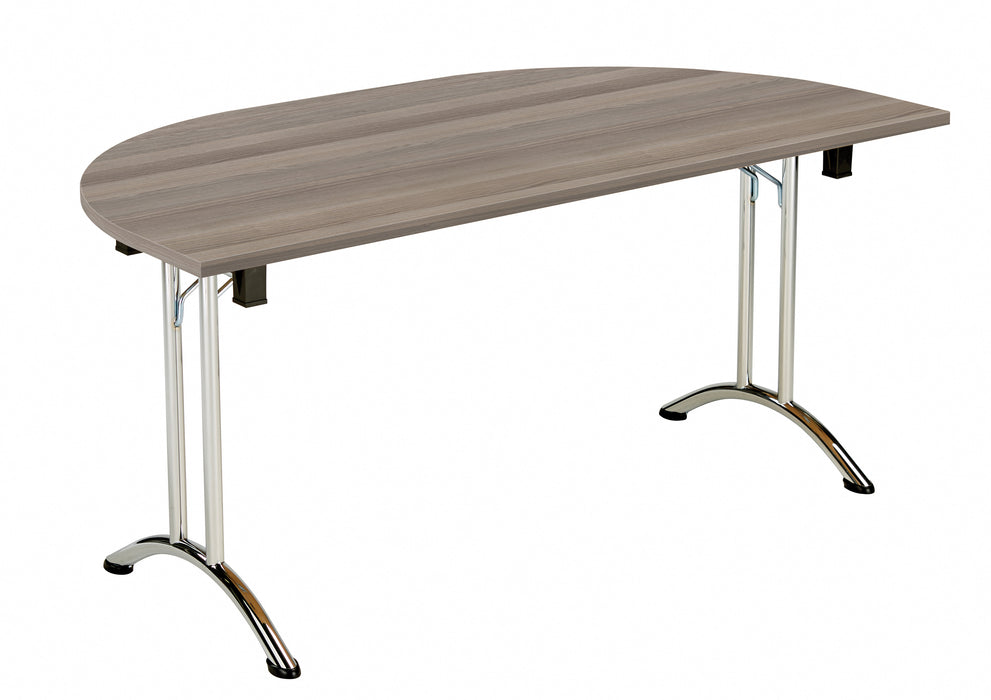 One Union D End Folding Table 1600 X 800 Chrome Grey Oak