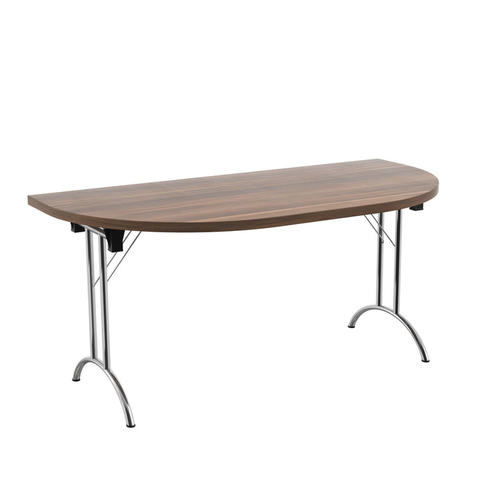 One Union D End Folding Table 1600 X 800 Silver Dark Walnut