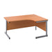 Single Upright Right Hand Radial Desk 1600 X 1200 Beech With Silver Frame With Desk High Pedestal