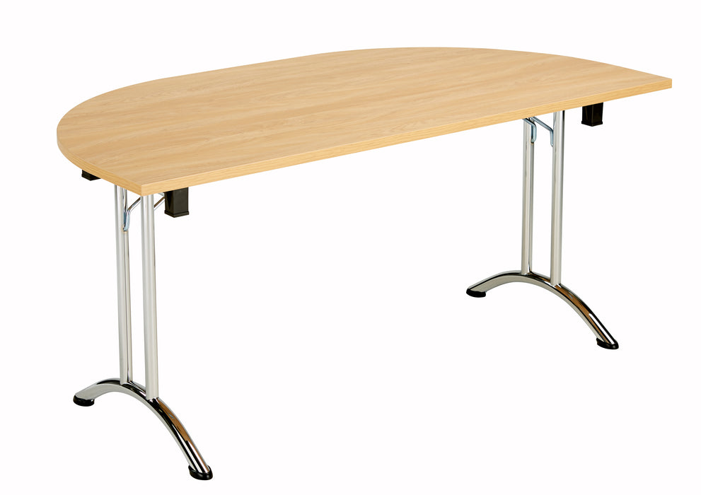 One Union D End Folding Table 1600 X 800 Chrome Nova Oak