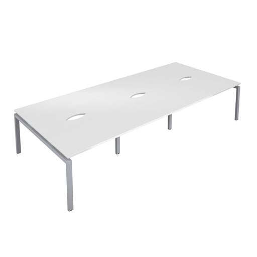 Telescopic Sliding 6 Person White Bench With Cut Out 1200 X 600 Black 