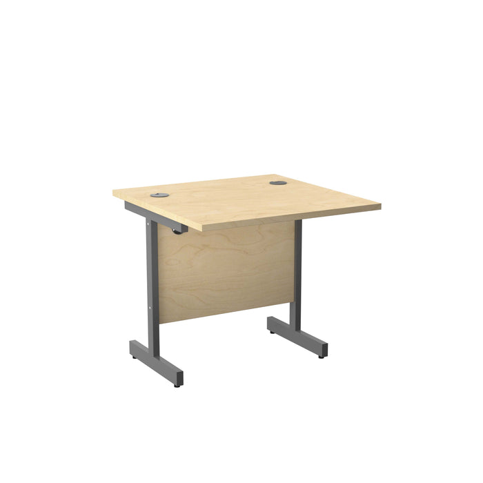 Single Upright Maple Rectangular Desk 800 X 800 Silver 