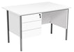 Eco 18 Rectangular Desk With Pedestal 1200 X 750 White With Black Frame 3 Drawer Pedestal