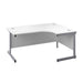 Single Upright Right Hand Radial Desk 1600 X 1200 White With Silver Frame With Desk High Pedestal