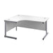 Single Upright Left Hand Radial Desk 1600 X 1200 White With Silver Frame No Pedestal
