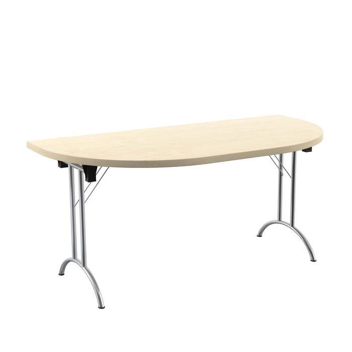 One Union D End Folding Table 1600 X 800 Chrome Maple