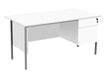 Eco 18 Rectangular Desk With Pedestal 1500 X 750 White With Black Frame 2 Drawer Pedestal