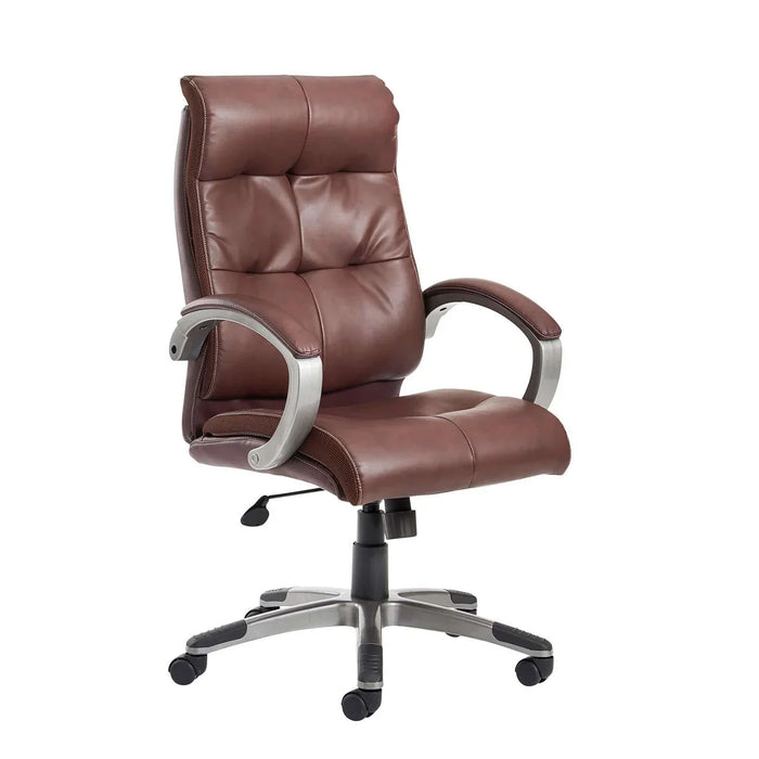 Catania high back brown leather manager's office chair with padded armrests