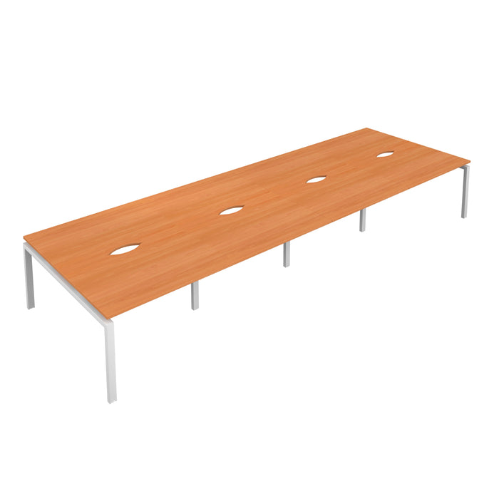 Telescopic Sliding 8 Person Beech Bench With Cut Out 1200 X 600 Silver