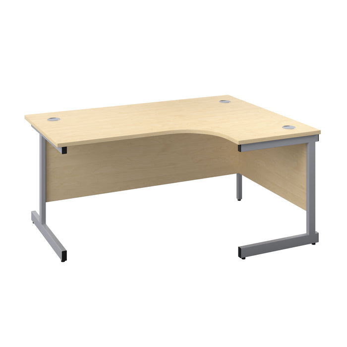 Single Upright Right Hand Radial Desk 1600 X 1200 Maple With Silver Frame No Pedestal