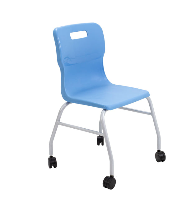 Titan Move 4 Leg Chair With Castors Sky Blue