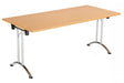 One Union Rectangular Folding Table 1600 X 800 Chrome Beech