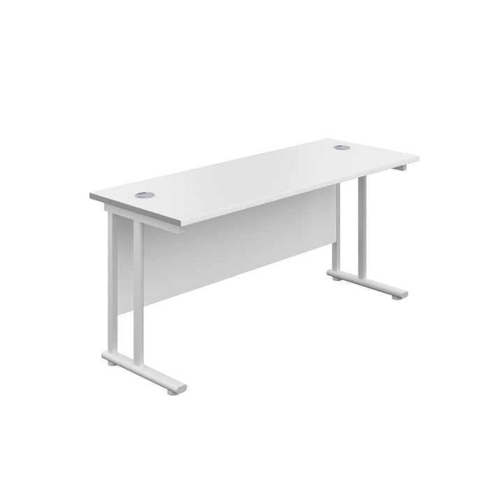 Twin Upright White Rectangular Desk 1600 X 600 White