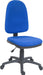 Teknik Price Blaster High Back Blue Fabric Operator chair with durable black nylon base. Accepts optional arm rests.