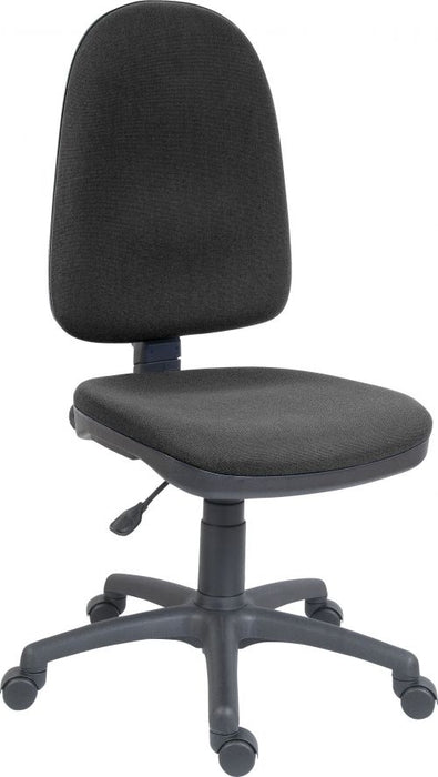 Teknik Price Blaster High Back Charcoal Fabric Operator chair with durable nylon base. Accepts optional arm rests.