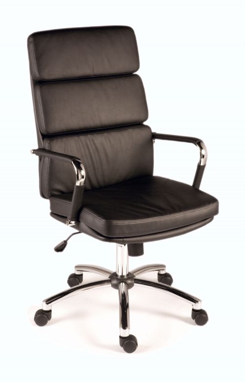 Teknik Deco Retro Style Executive Black Faux Leather Chair with Matching Removable Arm Covers