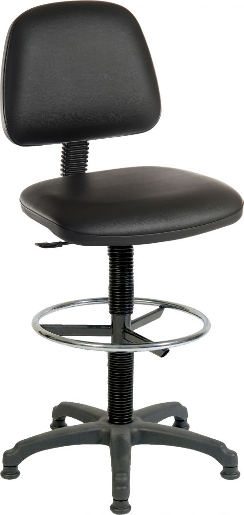 Teknik Ergo Blaster Black PU Operator Chair With Ring Kit Conversion And Fixed Footring