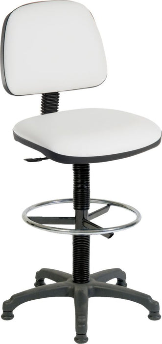 Teknik Ergo Blaster White PU Operator Chair With Ring Kit Conversion And Fixed Footring