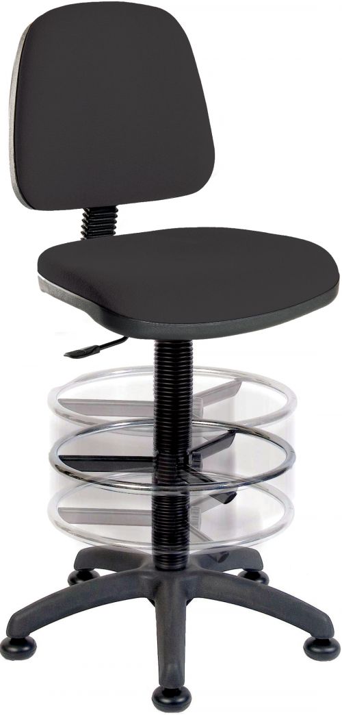 Teknik Ergo Blaster Black Fabric Operator Chair Deluxe With Ring Kit Conversion and Movable Footring
