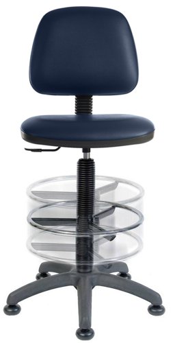 Teknik Ergo Blaster PU Blue Operator chair with ring kit conversion, wipe clean seat and movable footring