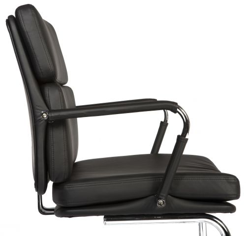 Teknik Retro Style Cantilever Black Faux Leather Chair Matching Removable Arm Covers - image 2