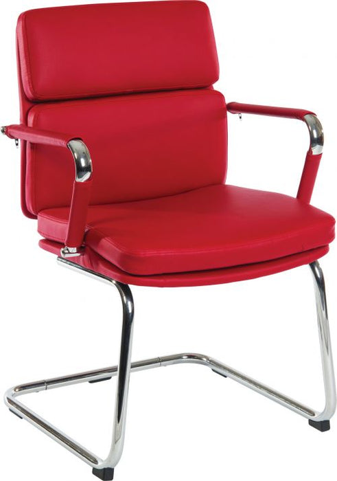 Teknik Retro Style Cantilever Red Faux Leather Chair with Matching Removable Arm Covers