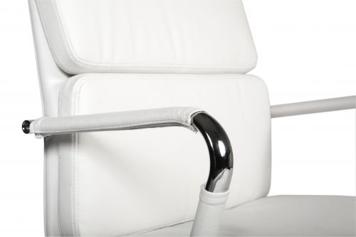 Teknik Retro Style Cantilever White Faux Leather Chair Matching Removable Arm Covers - image 2