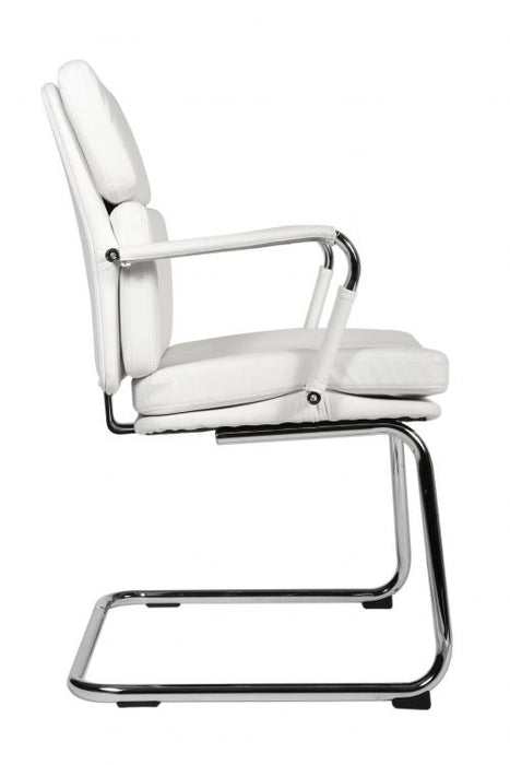 Teknik Retro Style Cantilever White Faux Leather Chair Matching Removable Arm Covers - image 5