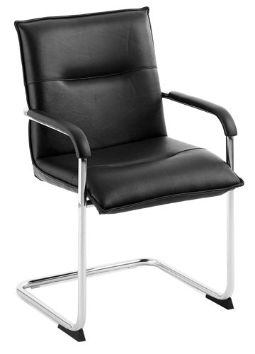 Teknik Black Envoy Cantilever Visitor Chair With Padded Seat Back and Matching Arms
