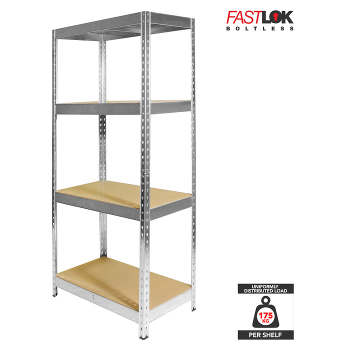 1600x750x350mm 175kg UDL 4x Tier Freestanding FastLok RB Boss Unit with Galvanised Steel Frame & MDF Shelves