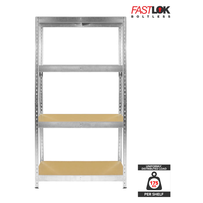 1600x750x350mm 175kg UDL 4x Tier Freestanding FastLok RB Boss Unit with Galvanised Steel Frame & MDF Shelves