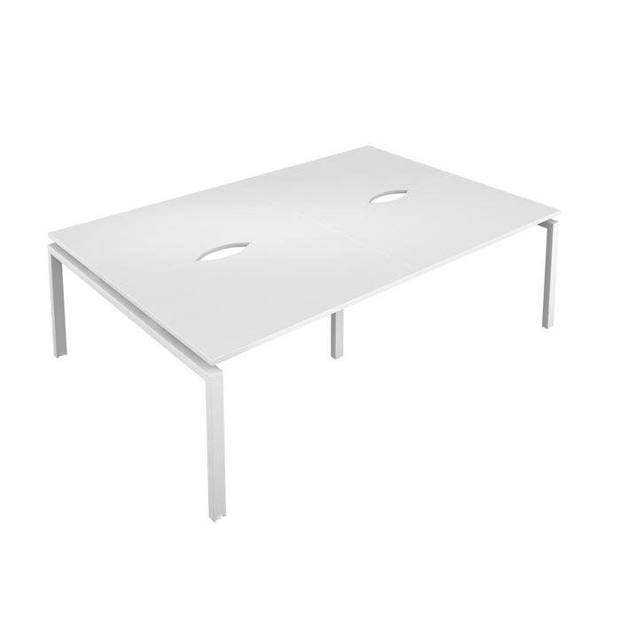 Telescopic Sliding 4 Person White Bench With Cut Out 1200 X 600 Silver