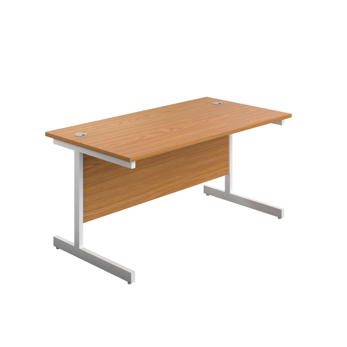 Single Upright Nova Oak Rectangular Desk 1400 X 600 White