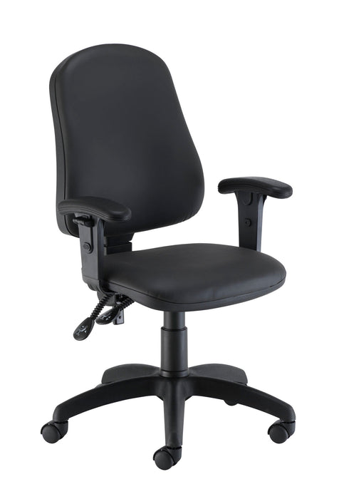 Calypso 2 High Back Operator Chair Black Pu Leather Adjustable Arms