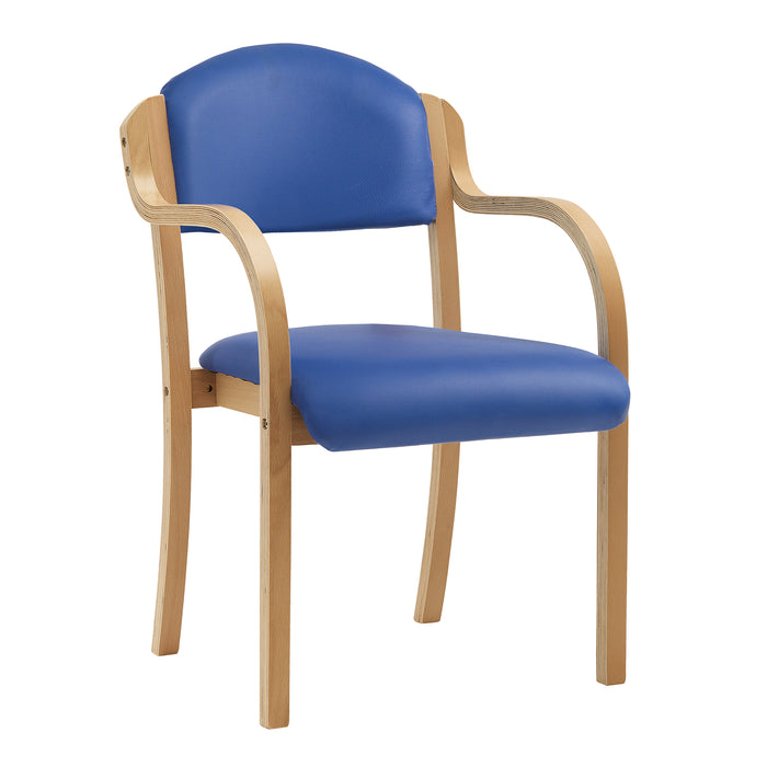 Tahara Vinyl - Beech Framed Stackable Side Armchair with Vinyl Upholstered and Padded Seat and Backrest