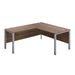 Goal Post Left Hand Return Desk 1800 X 800 Dark Walnut With Silver Frame