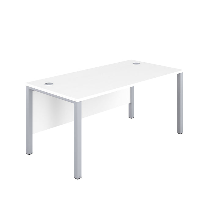 Goal Post White Rectangular Desk 1400 X 600 Silver