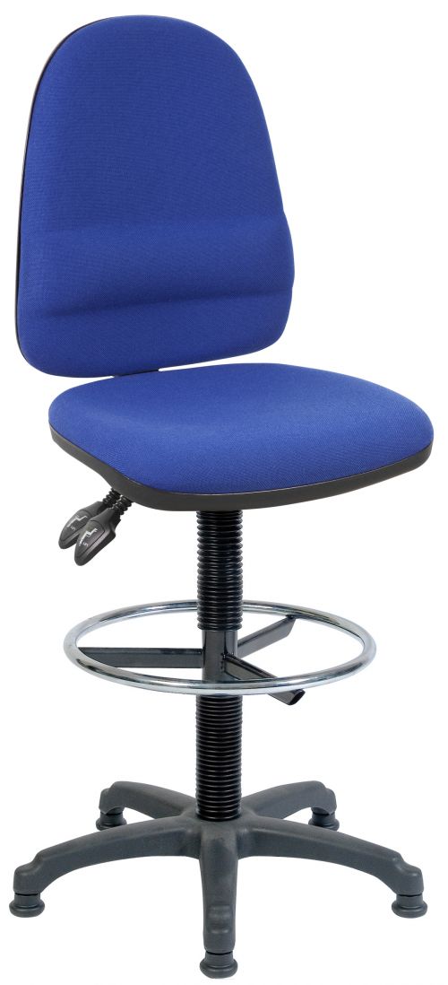 Teknik Ergo Twin Blue Fabric Operator Chair With Ring Kit Conversion and Fixed Footrest