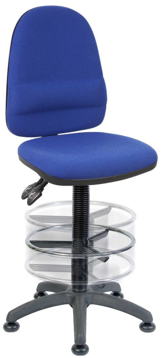 Teknik Ergo Twin Blue Fabric Operator Chair Deluxe Ring Kit Conversion And Movable Footring