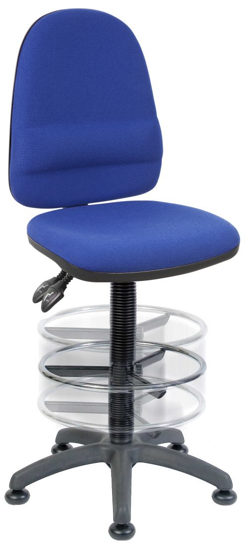 Teknik Ergo Twin Blue Fabric Operator Chair Deluxe Ring Kit Conversion And Movable Footring
