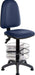 Teknik Ergo Twin PU Blue Operator chair with a deluxe ring kit conversion and movable footring