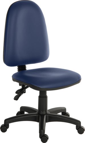 Teknik Ergo Twin PU Blue Operator chair floating or fixed permanent contact backrest sturdy nylon base Accepts optional arm rests - image 2
