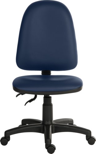 Teknik Ergo Twin PU Blue Operator chair floating or fixed permanent contact backrest sturdy nylon base Accepts optional arm rests