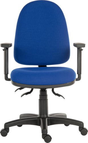 Teknik Ergo Trio Blue Fabric Operator chair with 3 lever mechanism and a sturdy nylon base. With step adjustable armrests. - image 2