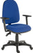Teknik Ergo Trio Blue Fabric Operator chair with 3 lever mechanism and a sturdy nylon base. With step adjustable armrests.