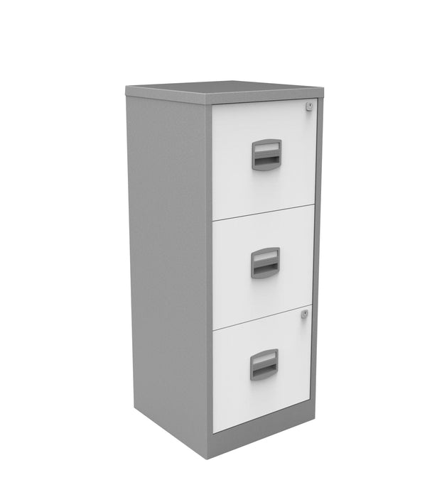 Bisley A4 Personal And Home 3 Drawer Filer Silver And White