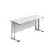 Twin Upright White Rectangular Desk 1600 X 600 Silver