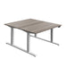 Economy Back To Back Sit Stand Desk (FSC) | 1400 X 800 | Grey Oak/White