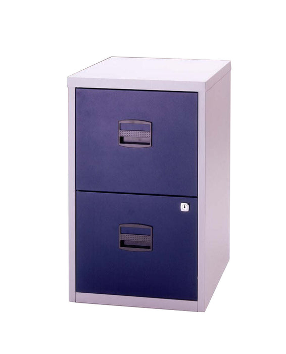 Bisley A4 Personal And Home 2 Drawer Filer Grey And Blue