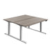 Economy Back To Back Sit Stand Desk (FSC) | 1600 X 800 | Grey Oak/White